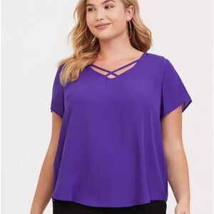 Torrid Purple Georgette Criss Cross Front Blouse in Size 5